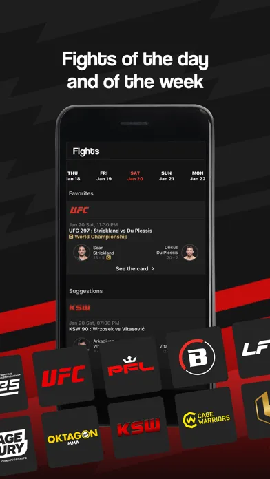 Captures d'écran de FightApp - MMA Results