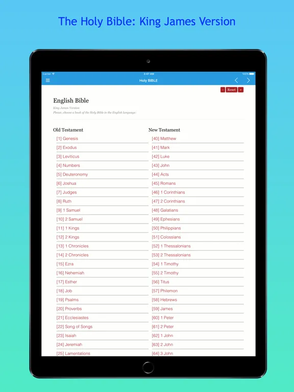 The Holy Bible : King James Version - Offline iPad  Screenshots