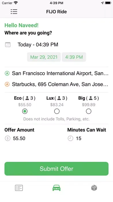 Fijo Rideshare & Delivery Screenshots