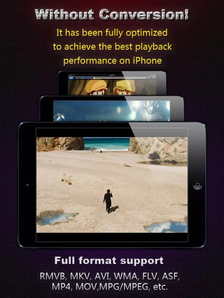 AVI, FLV, WMA, RMVB, MPEG, MP4 Player HD iPad  Ekran Görüntüleri