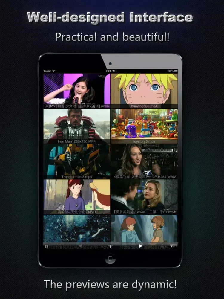 AVI, FLV, WMA, RMVB, MPEG, MP4 Player HD iPad  Ekran Görüntüleri