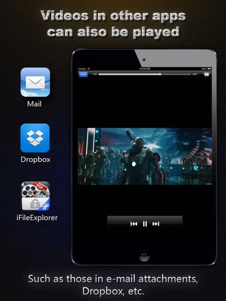 AVI, FLV, WMA, RMVB, MPEG, MP4 Player HD iPad  Ekran Görüntüleri