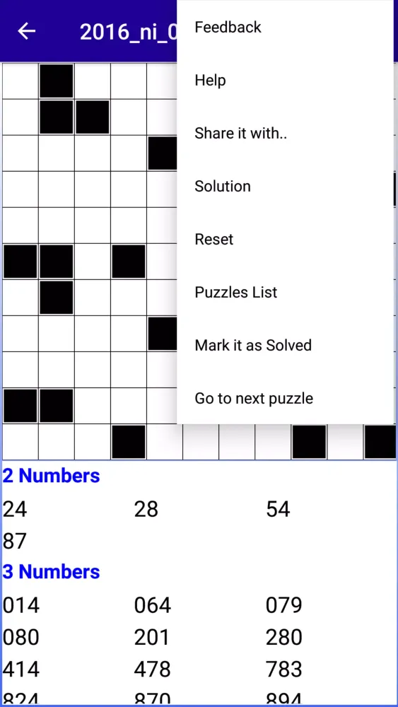 Number Fill in puzzles Numerix Screenshots