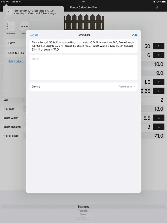 تصاویر Fence Calculator Pro iPad 