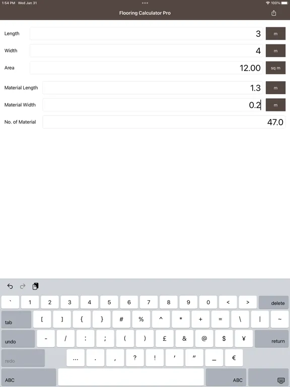 Flooring Calculator Pro iPad 应用截图