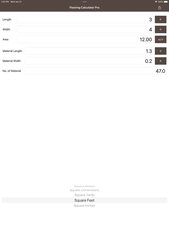 Flooring Calculator Pro iPad 应用截图
