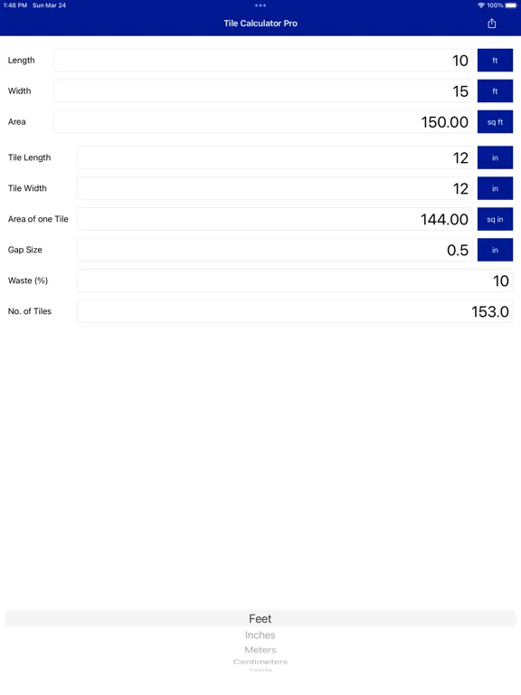 Tile Calculator Pro iPad  Screenshots
