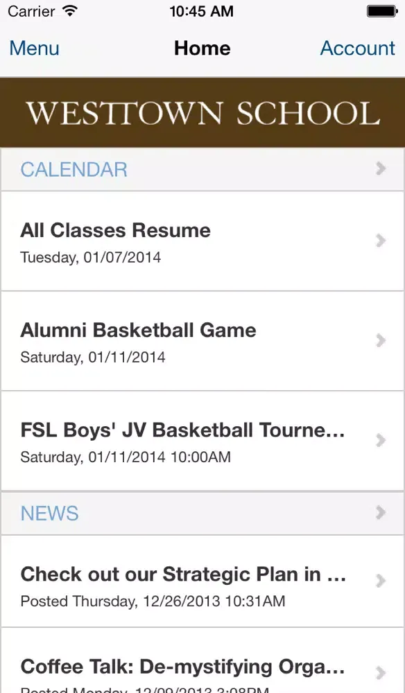 Zrzuty ekranu Westtown School