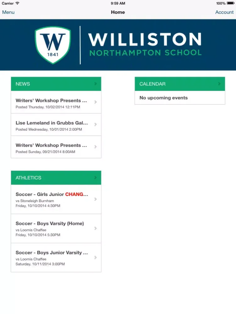 Screenshot di Williston Northampton School iPad 