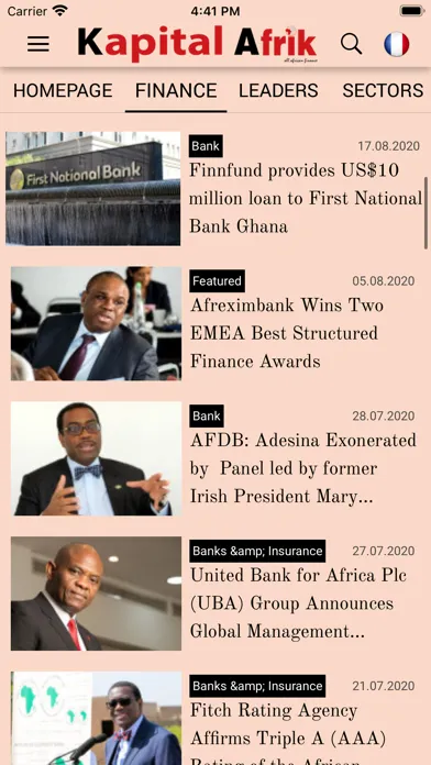 Tangkapan skrin Financial Afrik