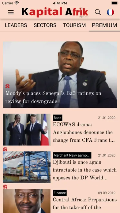 Tangkapan skrin Financial Afrik