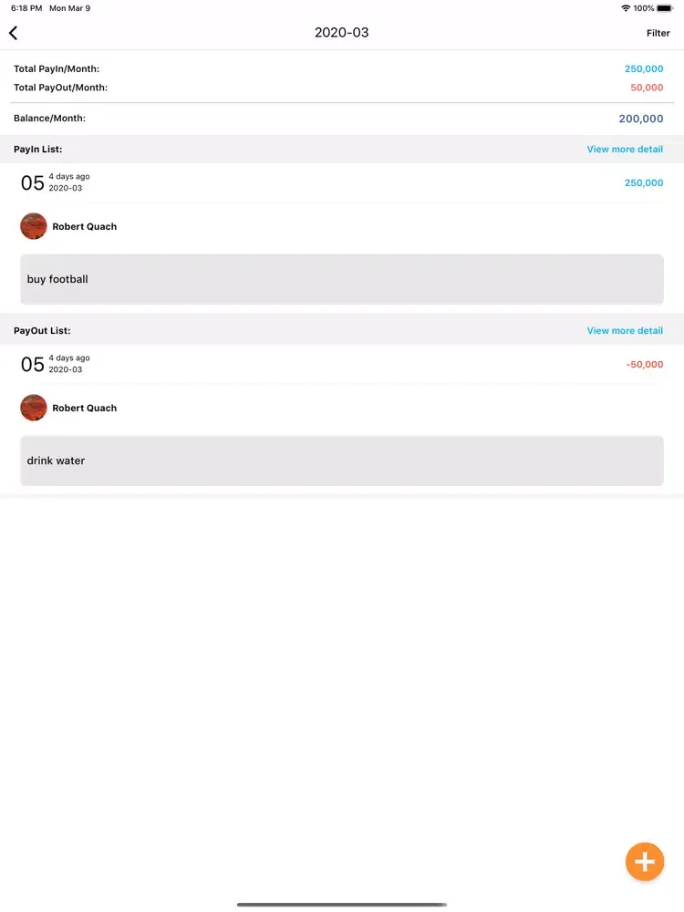ภาพหน้าจอของ Sport Team Expenditure Control iPad 