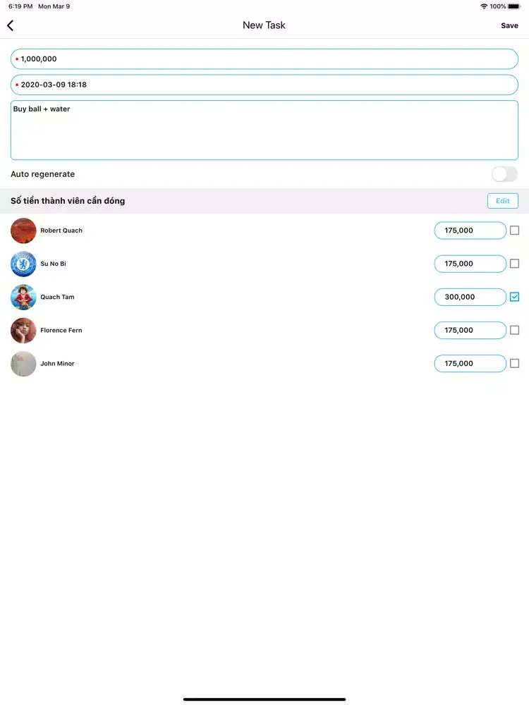ภาพหน้าจอของ Sport Team Expenditure Control iPad 