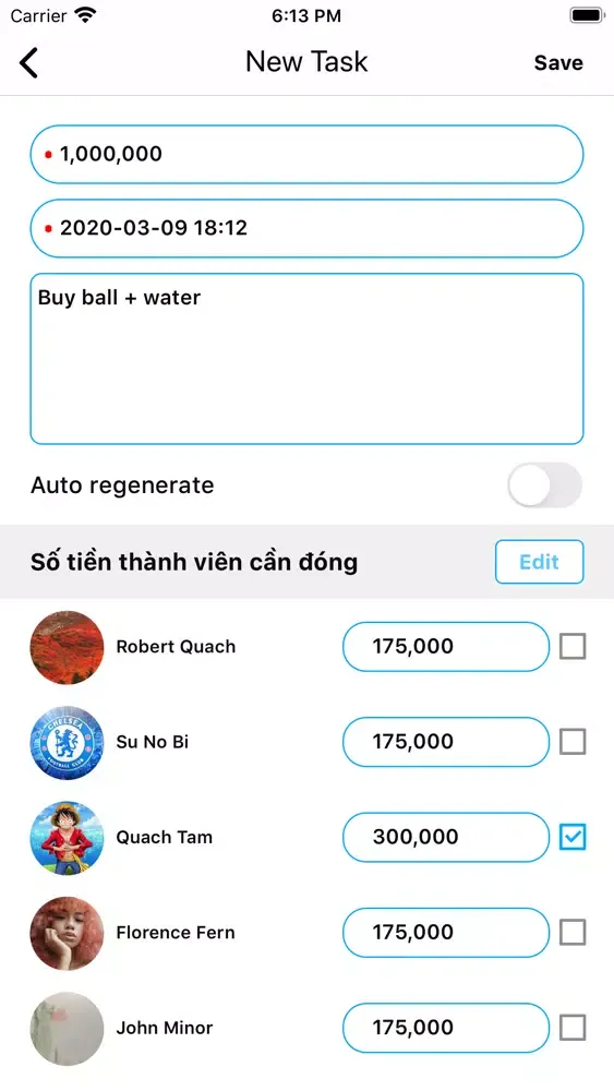 ภาพหน้าจอของ Sport Team Expenditure Control