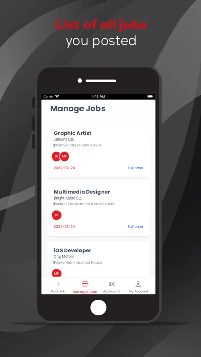 Zrzuty ekranu Applicant Finder