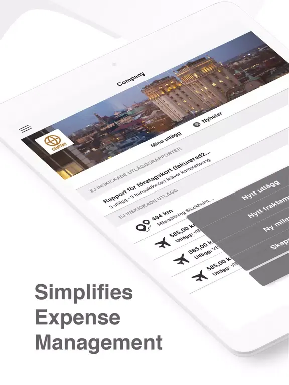 Capturas de tela do xacct expense iPad 