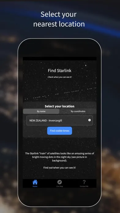 Tangkapan layar Find Starlink Satellites