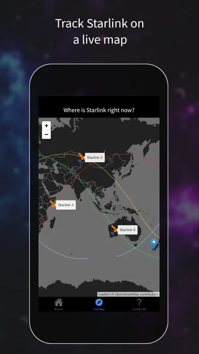 Tangkapan layar Find Starlink Satellites
