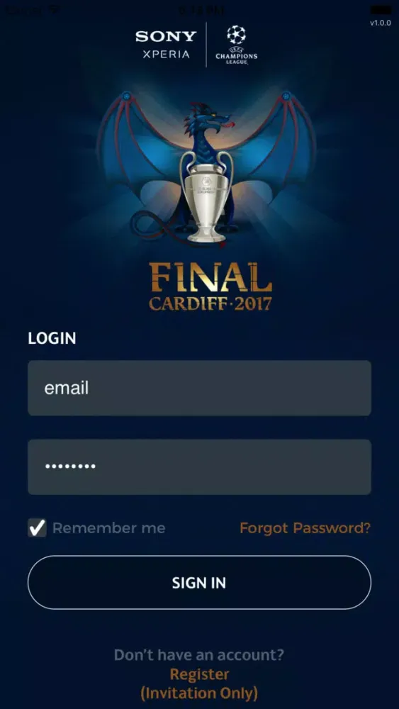 Zrzuty ekranu Sony Mobile UCL Guest App