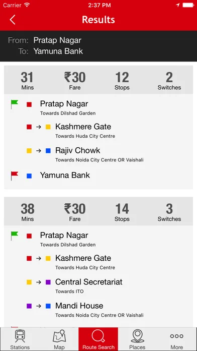 Tangkapan layar Delhi-NCR Metro