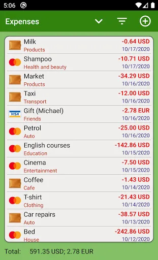 Tangkapan layar Expense Tracker - FinancePM