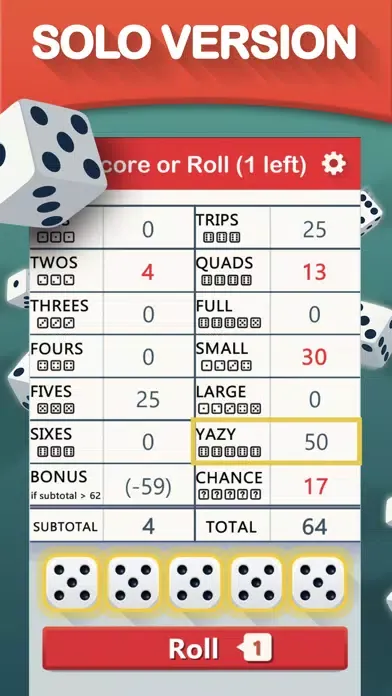 Screenshot di Yazy yatzy dice game
