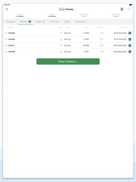 ALDAR cTrader iPad  Screenshots