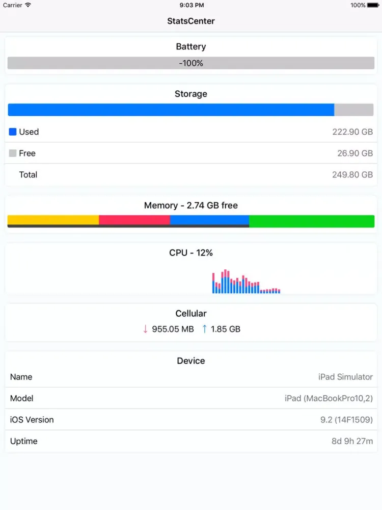 Zrzuty ekranu StatsCenter for iPhone and iPad iPad 