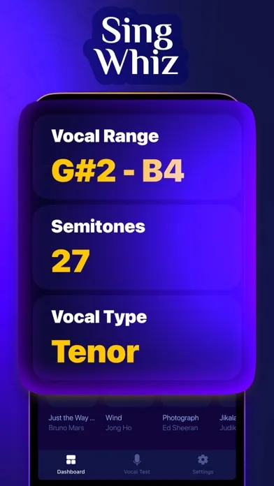 Captures d'écran de Sing Whiz - Vocal Range Test