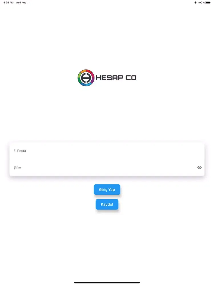 Tangkapan layar Hesap Co iPad 