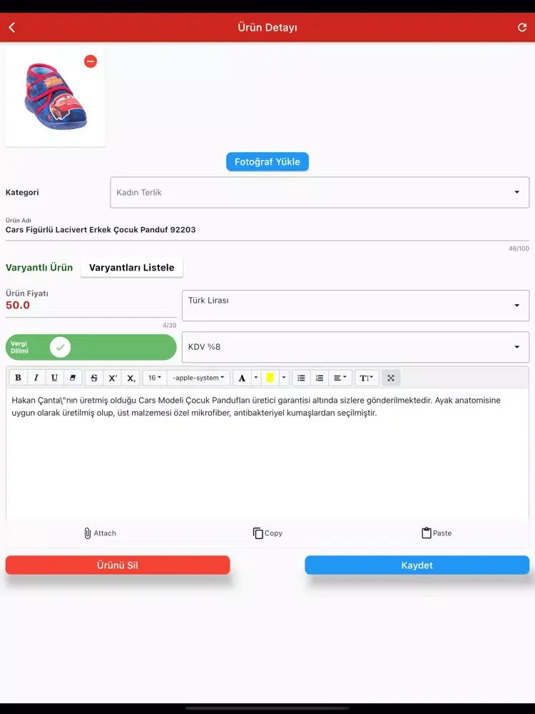 Tangkapan layar Hesap Co iPad 