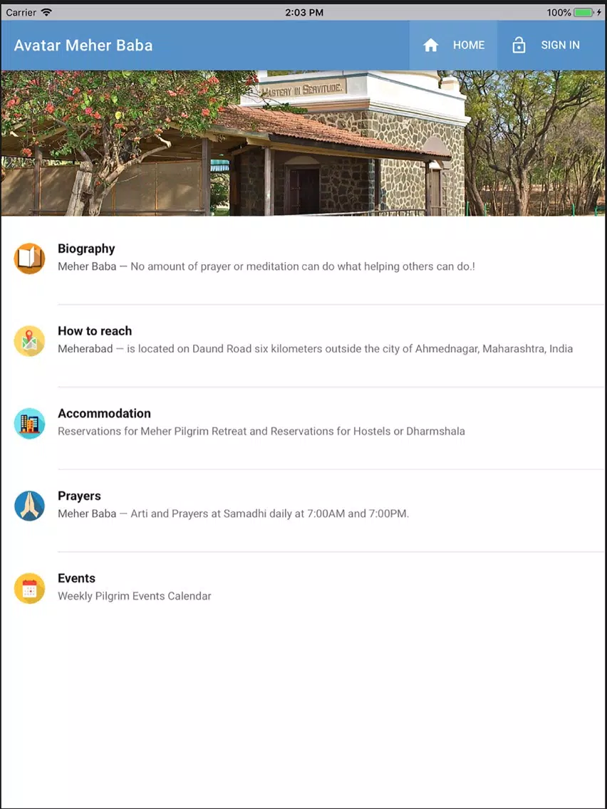 Capturas de pantalla de AMBPPCT Meher Baba App iPad 