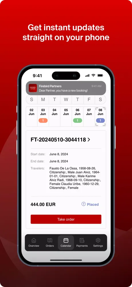 Firebird Partner App Screenshots
