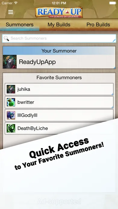 Captures d'écran de Ready Up for League of Legends