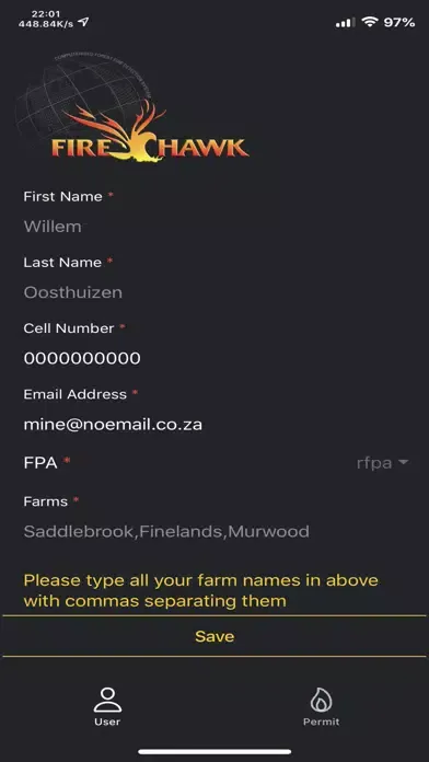Capturas de tela do Firehawk Permits
