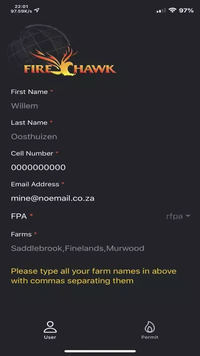 Capturas de tela do Firehawk Permits