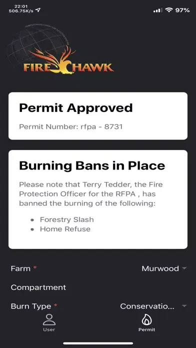 Capturas de tela do Firehawk Permits