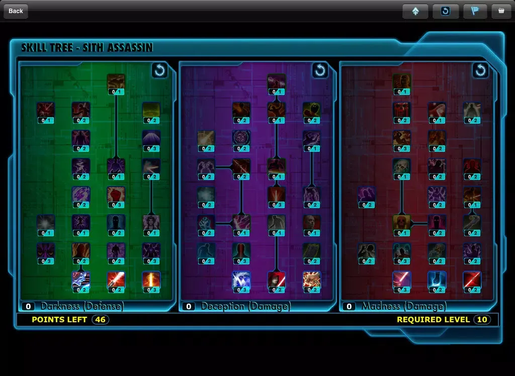 Skill Build Calculator for SWTOR Free iPad 应用截图