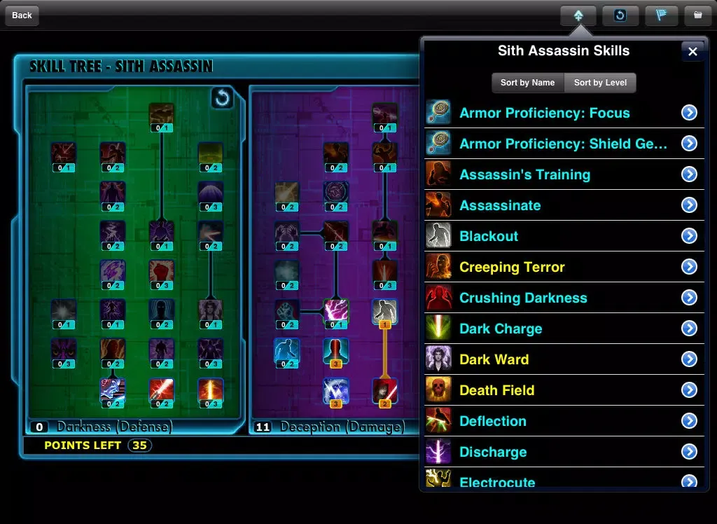 Skill Build Calculator for SWTOR Free iPad 应用截图