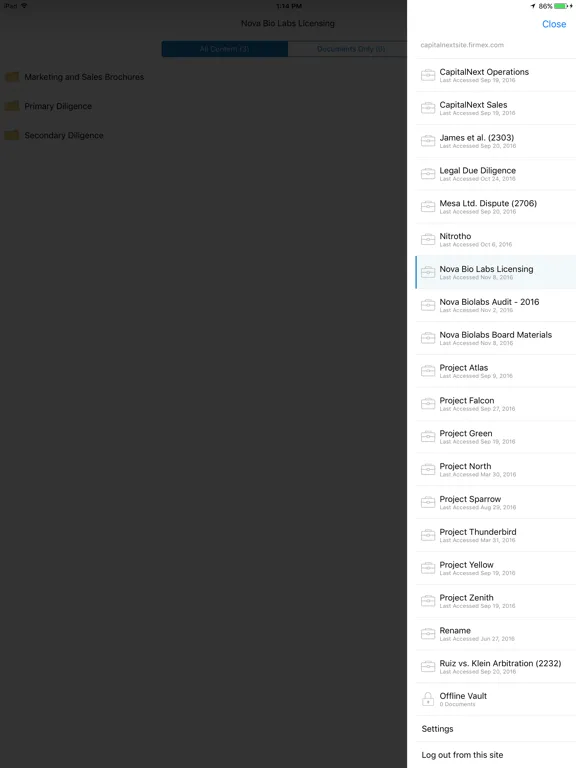 Firmex VDR iPad  스크린샷