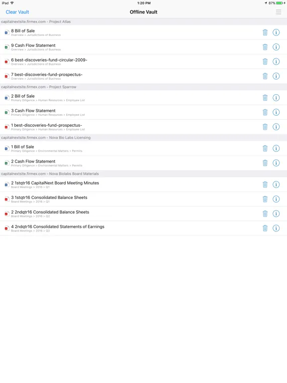 Firmex VDR iPad  스크린샷