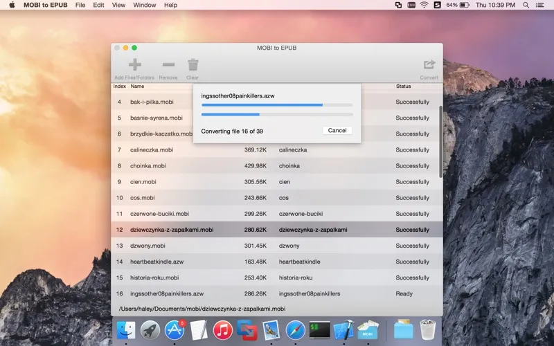 MOBI to EPUB Screenshots