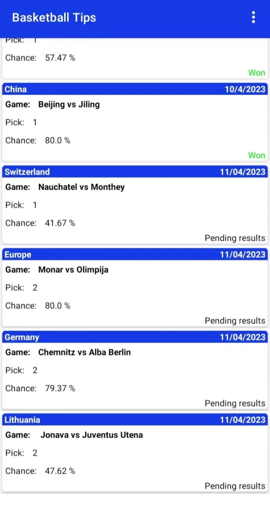 Tangkapan layar Basketball Prediction Tips