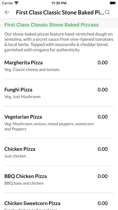 Zrzuty ekranu First Class Pizza.