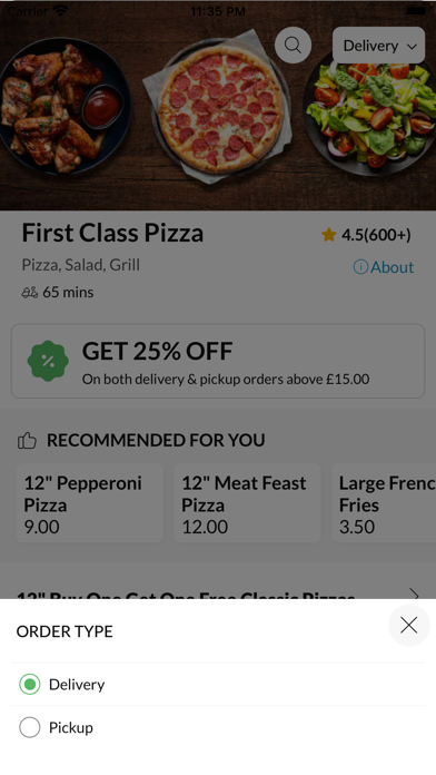 Zrzuty ekranu First Class Pizza.