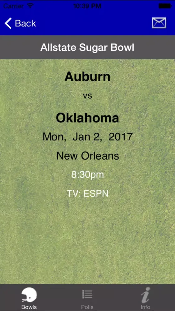 Zrzuty ekranu College Football Bowl Schedule