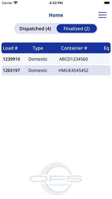 Ảnh chụp màn hình của QFS Driver App