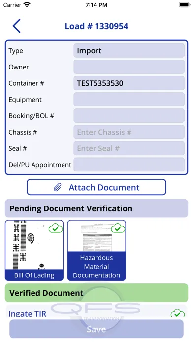 Ảnh chụp màn hình của QFS Driver App