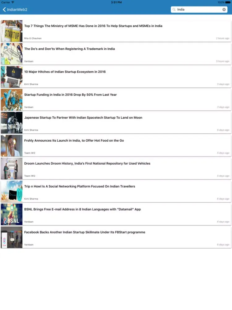 Tangkapan skrin IndianWeb2 iPad 