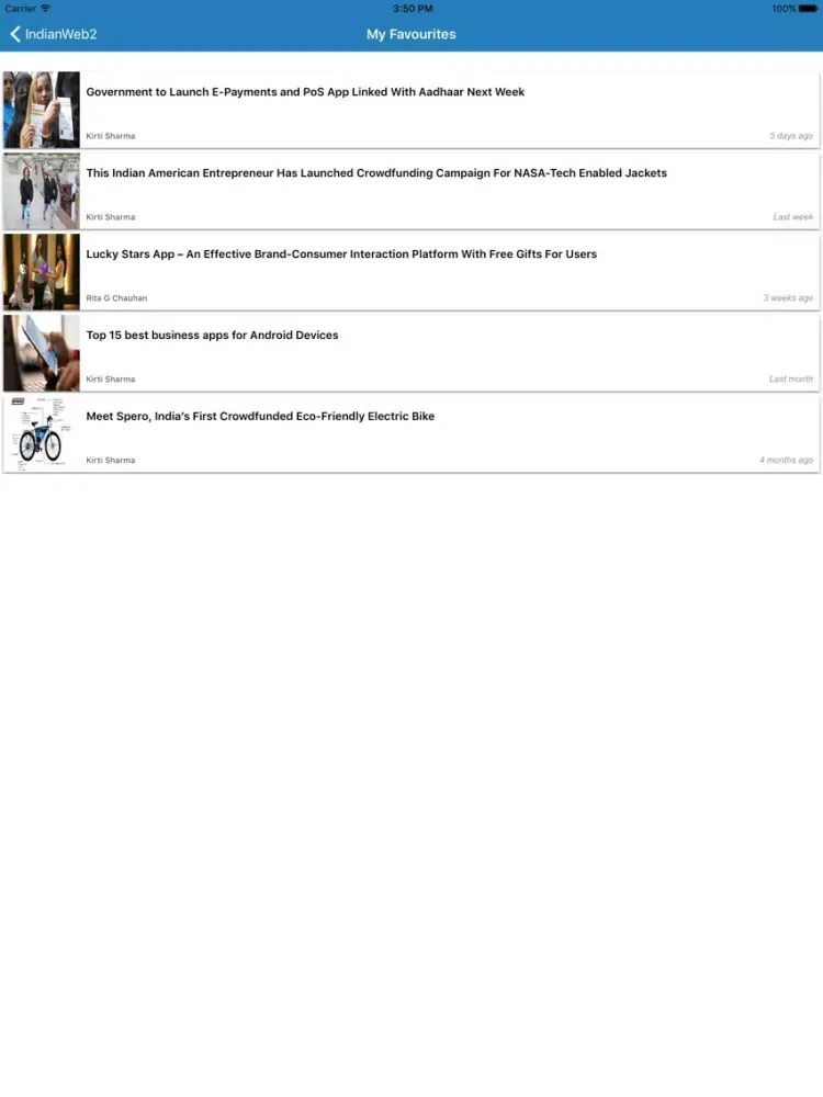 Tangkapan skrin IndianWeb2 iPad 